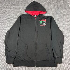 Vintage Quiksilver Hoodie Men's XL Black Zip Up Red Lined Reversible Festive